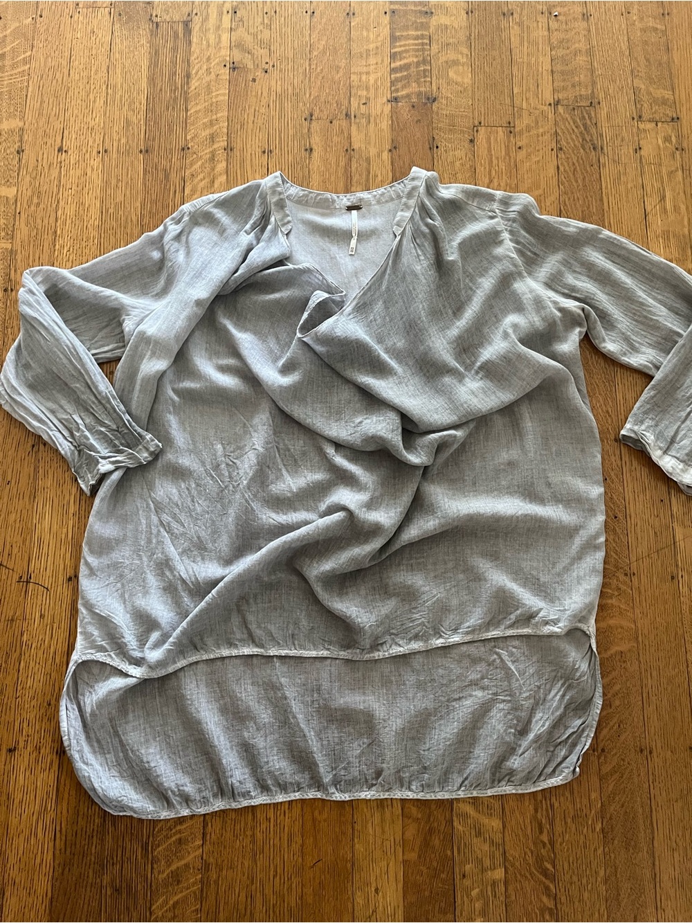 Free People Light Gray V-Neck High-Low Tunic